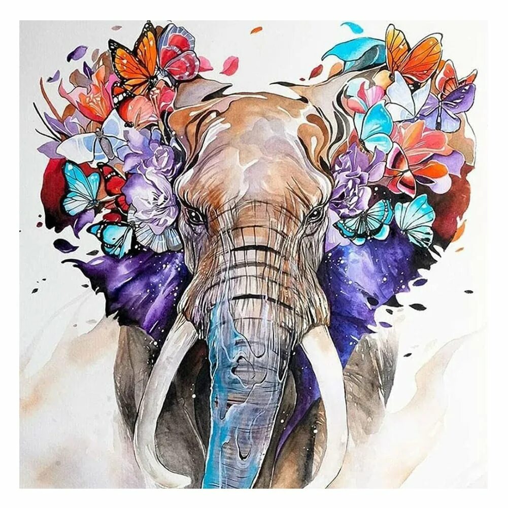 Elephant butterfly. Картина по номерам слон. Слоны абстракция. Слон и цветы живопись. Картина по номерам слоны.