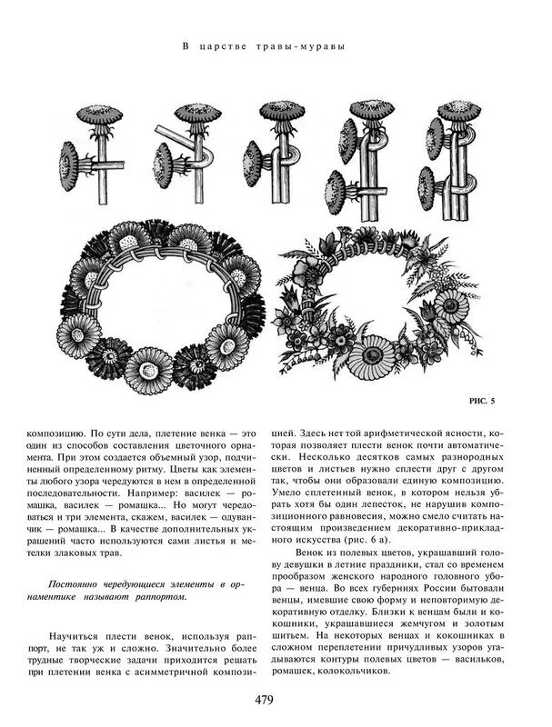 Как заплести венок. Венок из одуванчиков схема плетения. схема плетения венка из цветов на голову. федотов г. я., большая энциклопедия ремесел. схема плетения венка из одуванчиков.