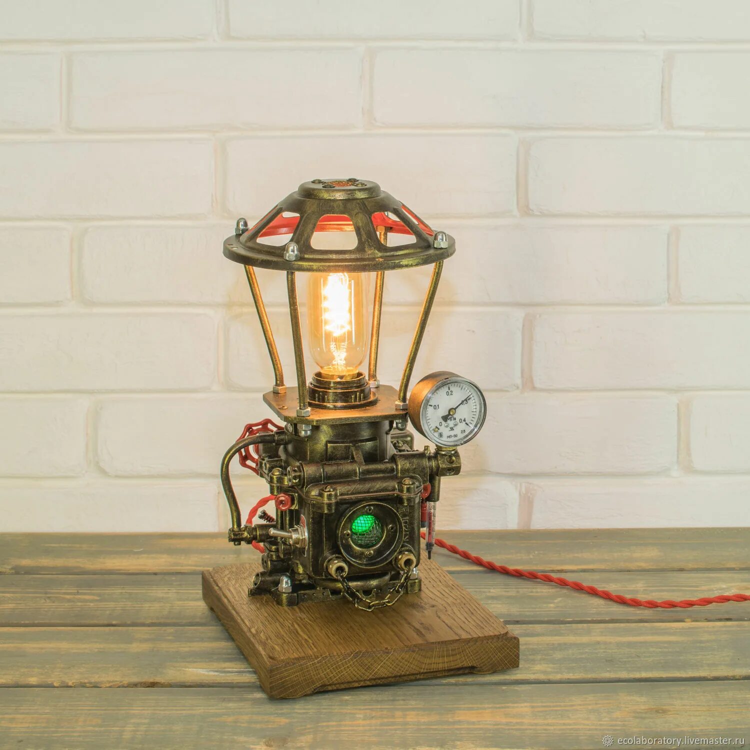 Стимпанк лампа. Светильник из мясорубки. Настольная лампа из карбюратора. Steampunk Lamp Edison Lamp.