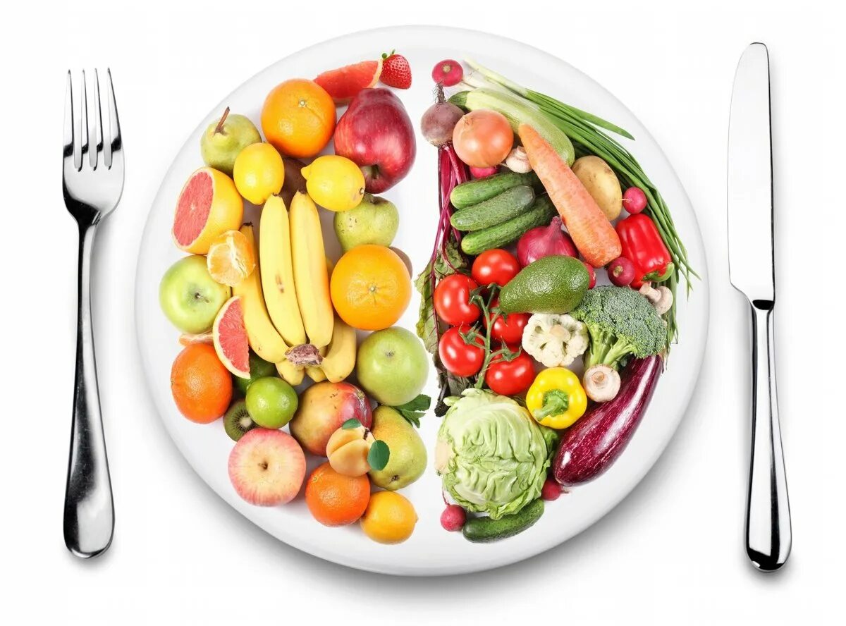 Правильная еда. Здоровая еда. Правильное питание овощи. Тарелка овощей и фруктов. Продукты сбалансированного питания