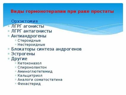 Гормонотерапия простаты
