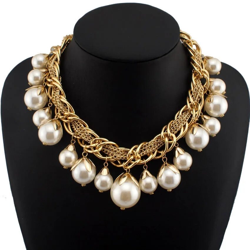 Крупные бусы. Украшения колье. Колье "chain&pearl collection". Колье. Ожерелье (украшение).