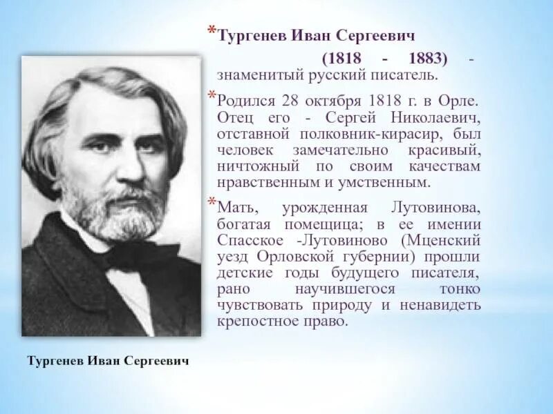 Чем занимался тургенев