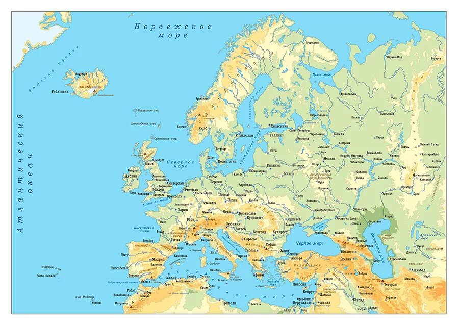 Океаны омывающие европу. Физическая карта зарубежной Европы горы. Карта Европы с морями заливами и проливами. Заливы и проливы Европы. Моря,приливы заливы Европы.