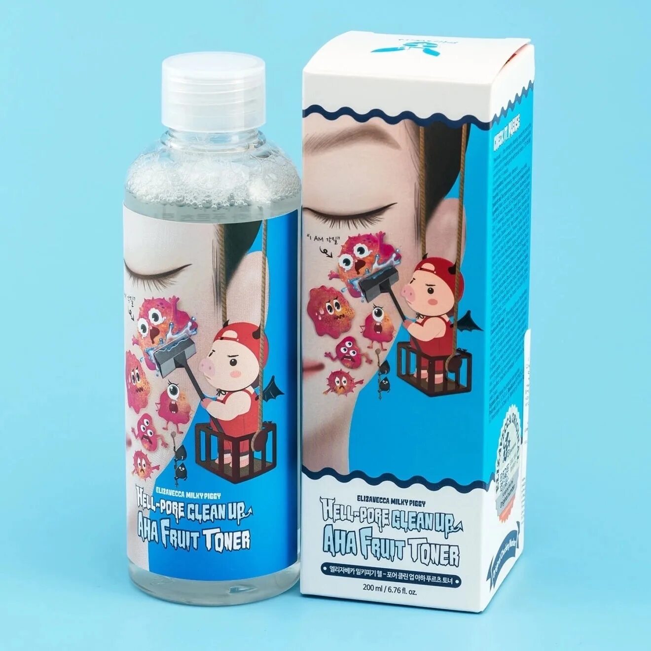 Elizavecca milky piggy hell pore clean up. Тоник для лица Elizavecca Milky Piggy Hell-Pore clean up Aha Fruit Toner. Тоник-пилинг с фруктовыми кислотами Elizavecca Hell-Pore clean up Aha Fruit Toner 200 ml. Elizavecca тоник-пилинг с кислотами 200мл. Elizavecca тонер-пилинг для лица фруктовые кислоты Hell-Pore clean up Aha Fruit Toner 200 мл.