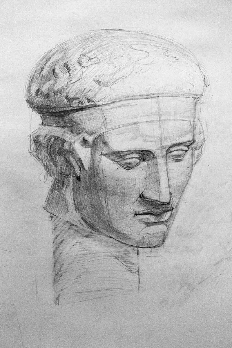 Антиной гипсовая голова построение. Гипсовая голова давида рисунок. Как рисовать гипсовые голов. Диадумен мархи. Гипсовые головы для рисования антиной.