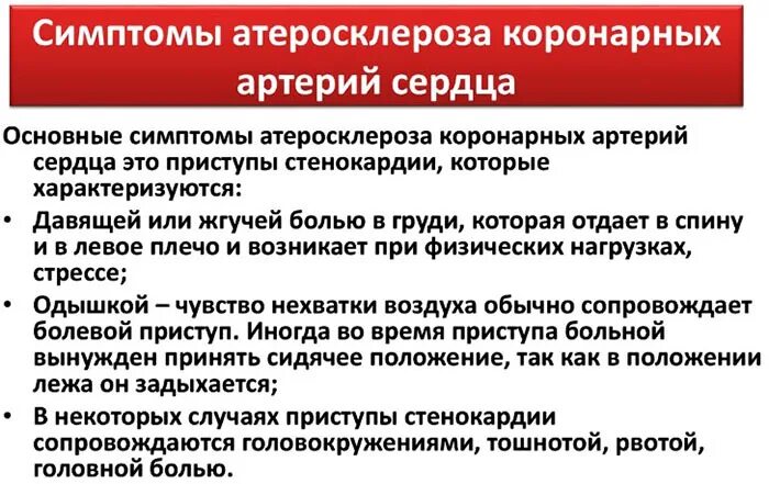 Признаки атеросклероза что это