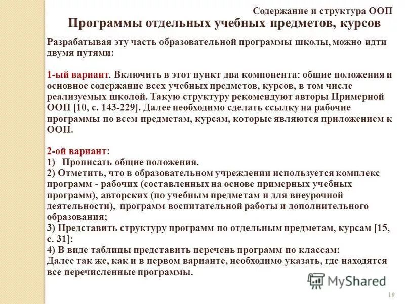 Содержание основной образовательной программы школа. Содержание основной образовательной программы школа