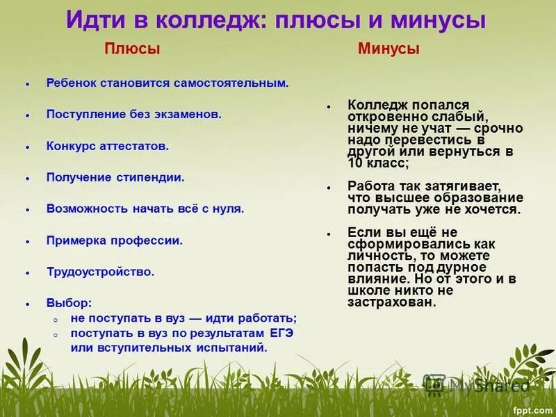 Можно уйти после 10 класса в колледж. Плюсы и минусы 10 класса. Плюсы и минусы колледжа. Плюсы и минусы поступления в колледж. Плюсы и минусы учебных заведений.