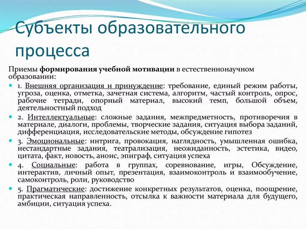 Субъекты современного образования