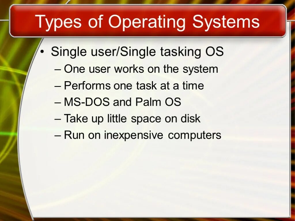 Os task. Single user operating system. single tasking operating system. single user single tasking. single-user single-tasking operating system.