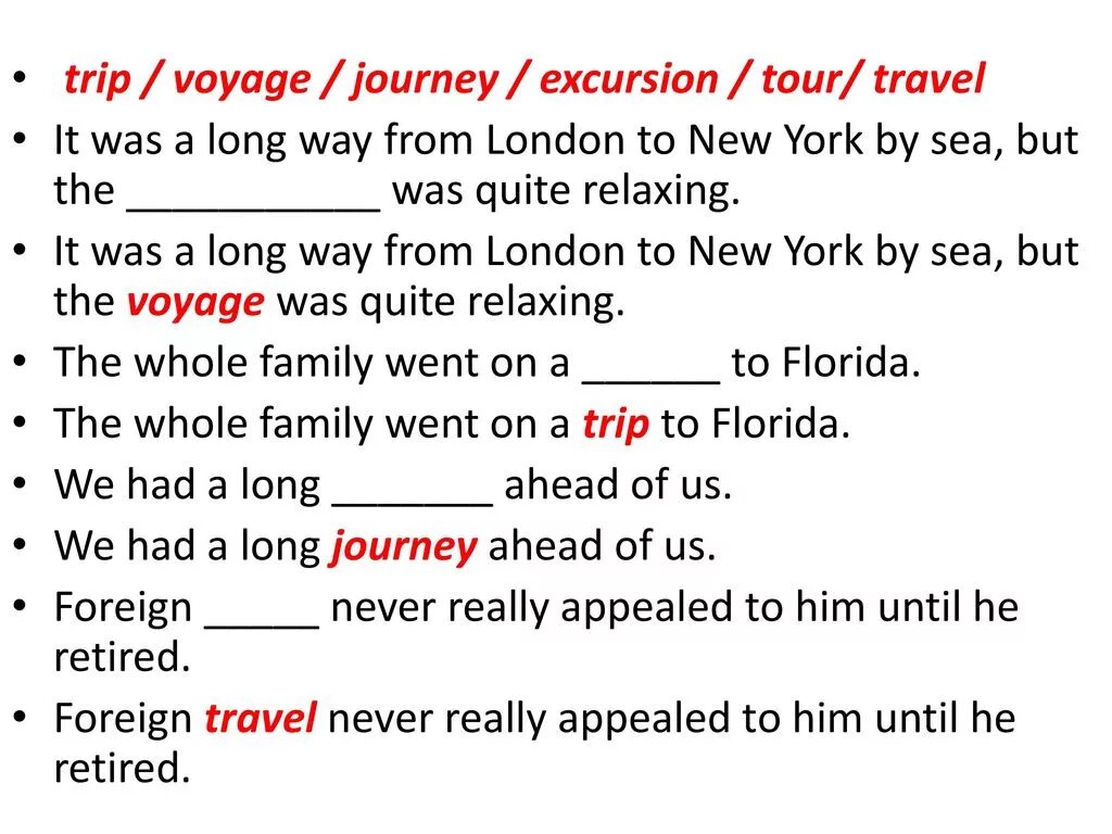 Travel tour trip journey. Trip Journey Travel Voyage упражнения. Trip Voyage Journey разница. Voyage trip Journey Travel отличия. Разница между trip Travel Journey.