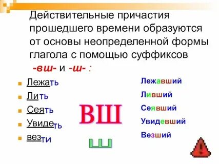 Действительные причастия прошедшего времени суффиксы