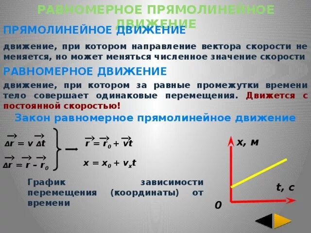 Движение с изменяющейся скоростью. Скорость равномерного прямолинейного движения. Равномерное движение направление.