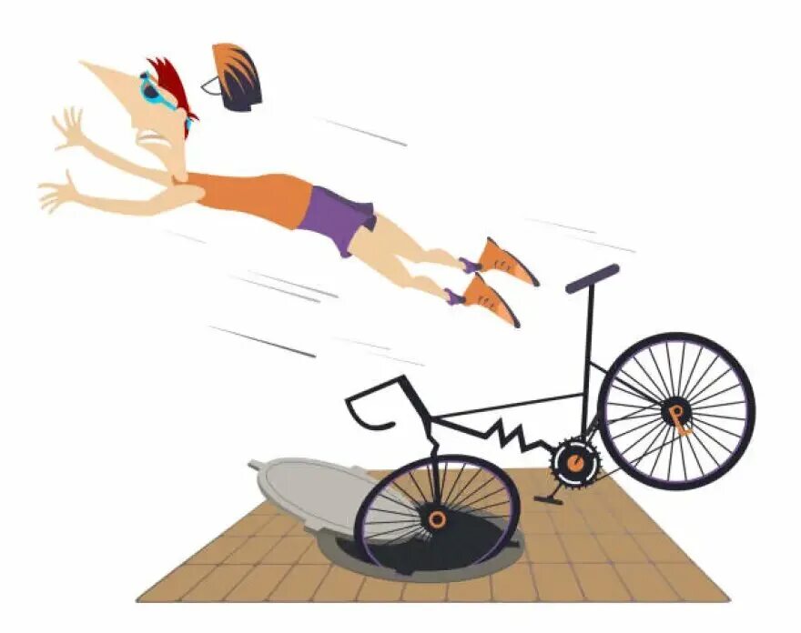 Человек падает с велосипеда. Упал с велосипеда иллюстрация. Велосипедист съезжает
