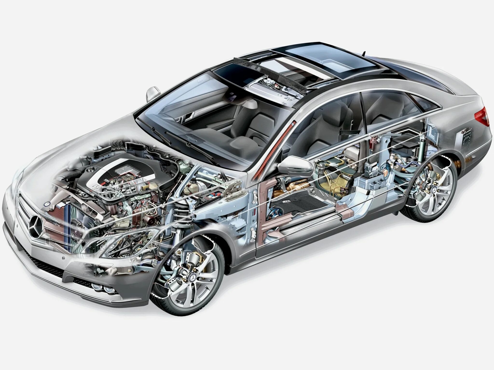 Сколько деталей в машине. Mercedes Benz Cutaway. Mercedes Benz e350. Кузов Mercedes Diagnostic. Детали автомобиля.