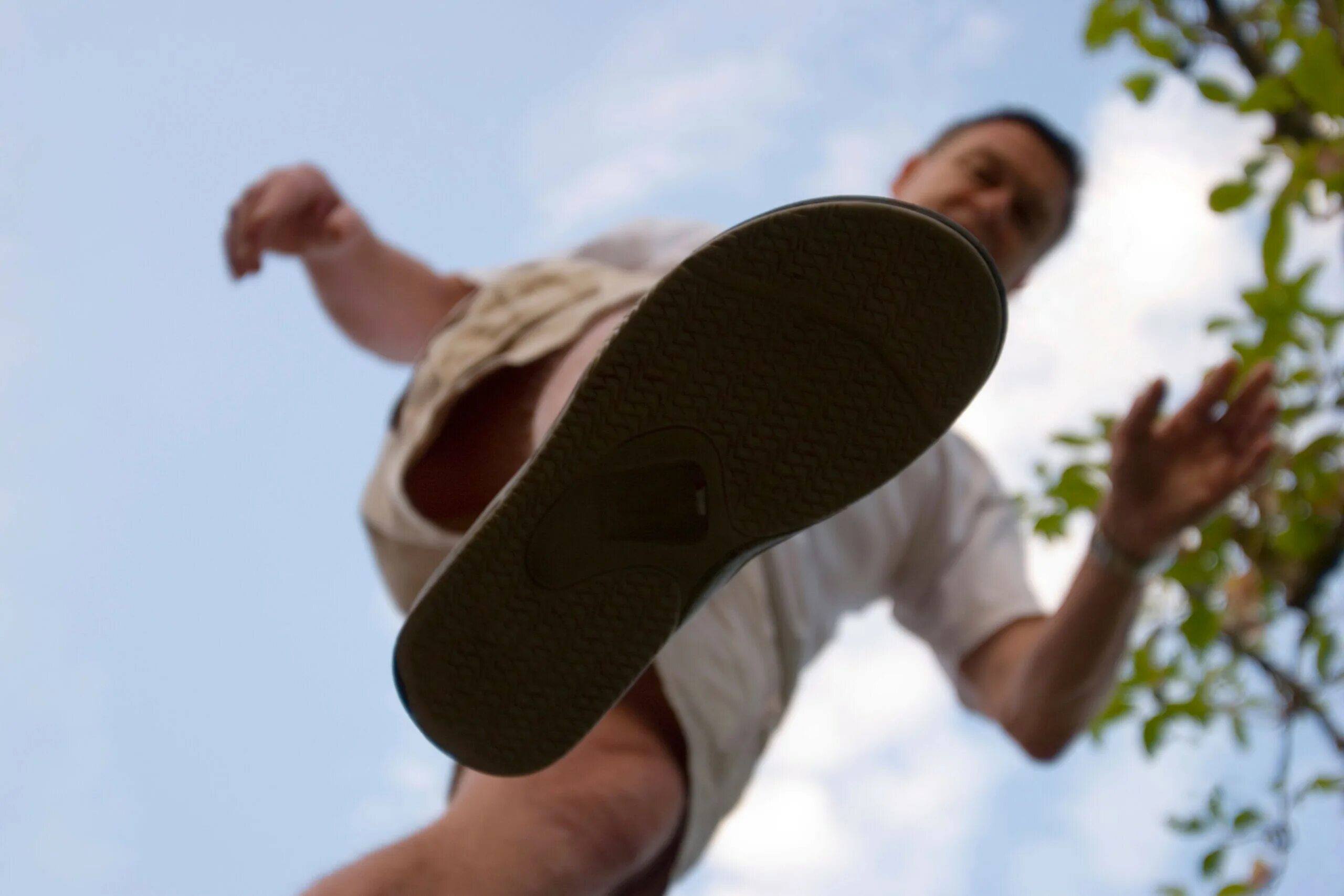 On the step of handing. Step on.