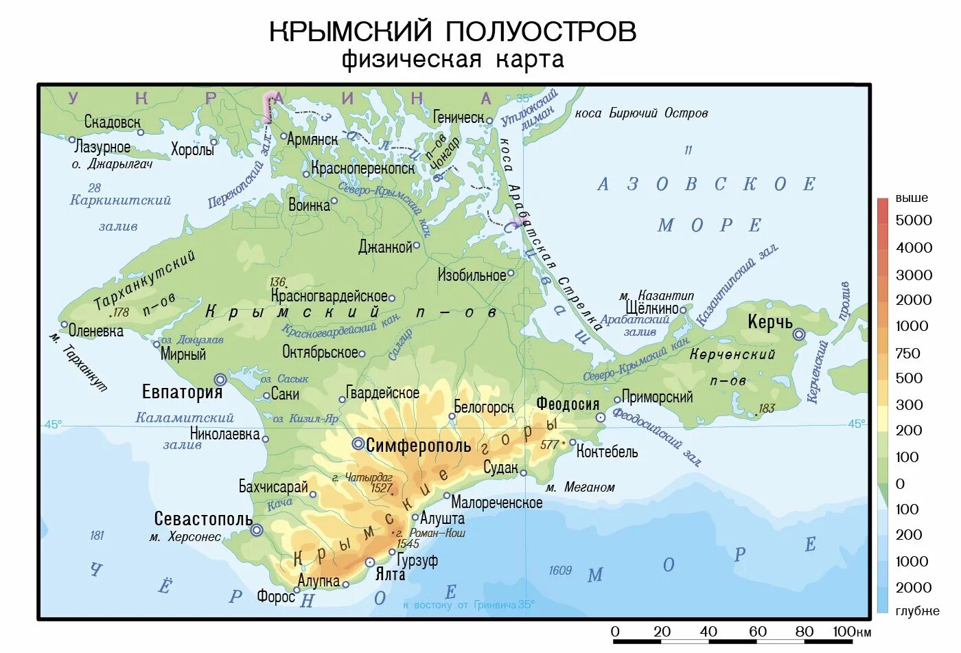 Физическая карта Крымского полуострова. Полуостров Крым физическая карта. Крымский полуостров на карте Евразии физическая карта. Полуостров Крым географическая карта. В какой федеральный округ входит крымский полуостров