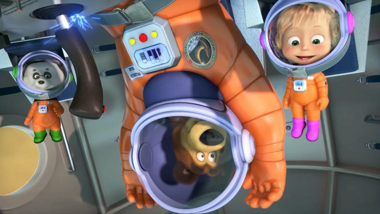 Маша и медведь космонавты. Маша и медведь в космосе. Маша и медведь на Луне.