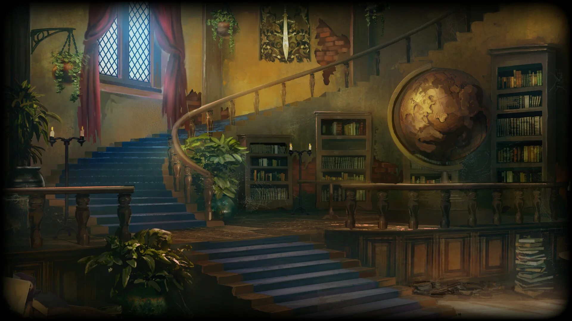 Lost library. Сказочная комната. Фэнтези интерьер. Фэнтези комната.