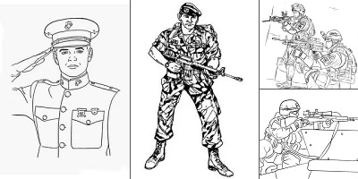 раскраски военные солдаты