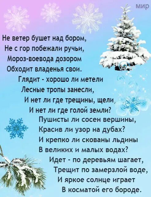 Мороз воеводой обходит. Стихотворение Мороз Воевода дозором обходит владенья свои. Мороз Воевода стих. Некрасов Мороз Воевода стихотворение. Стихотворение не ветер бушует над бором.