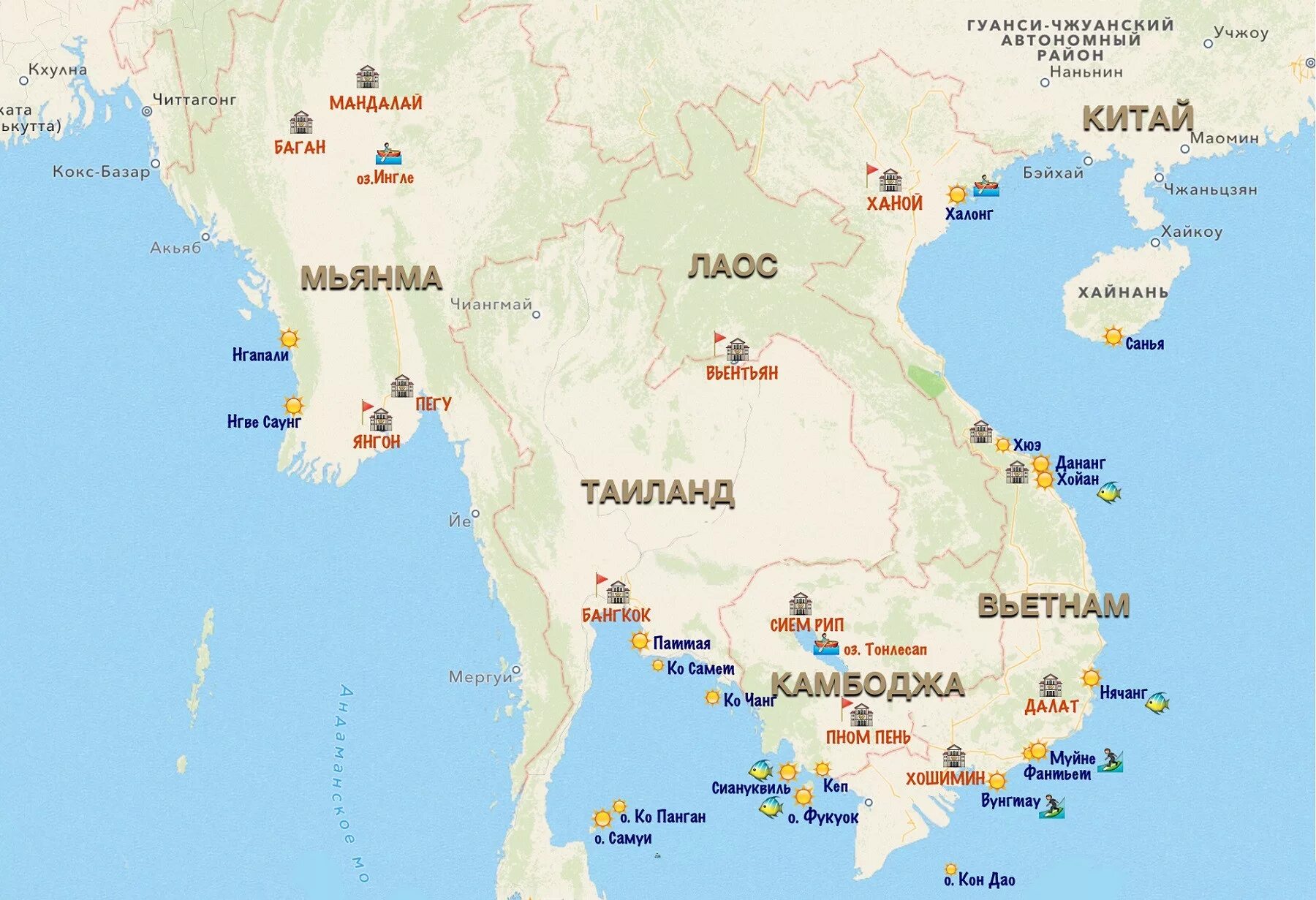 Вьетнам омывает океан. Карта Вьетнама с городами подробная. Курорты Вьетнама на карте. Фукуок на карте Вьетнама.