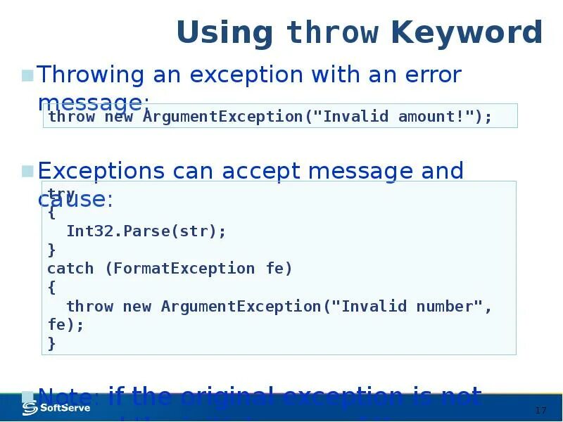 Throw new exception