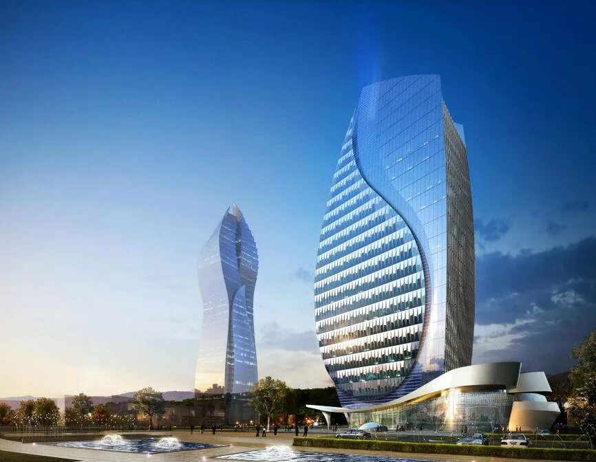 Башня Azersu. Небоскреб Азербайджан Тауэр. «Baku Tower» Баку. Здание Сокар в Баку.