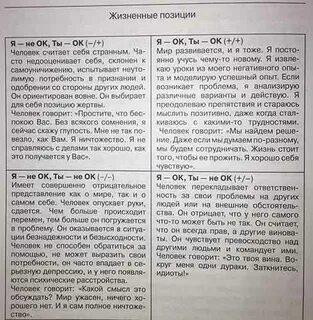 Основные жизненные позиции человека