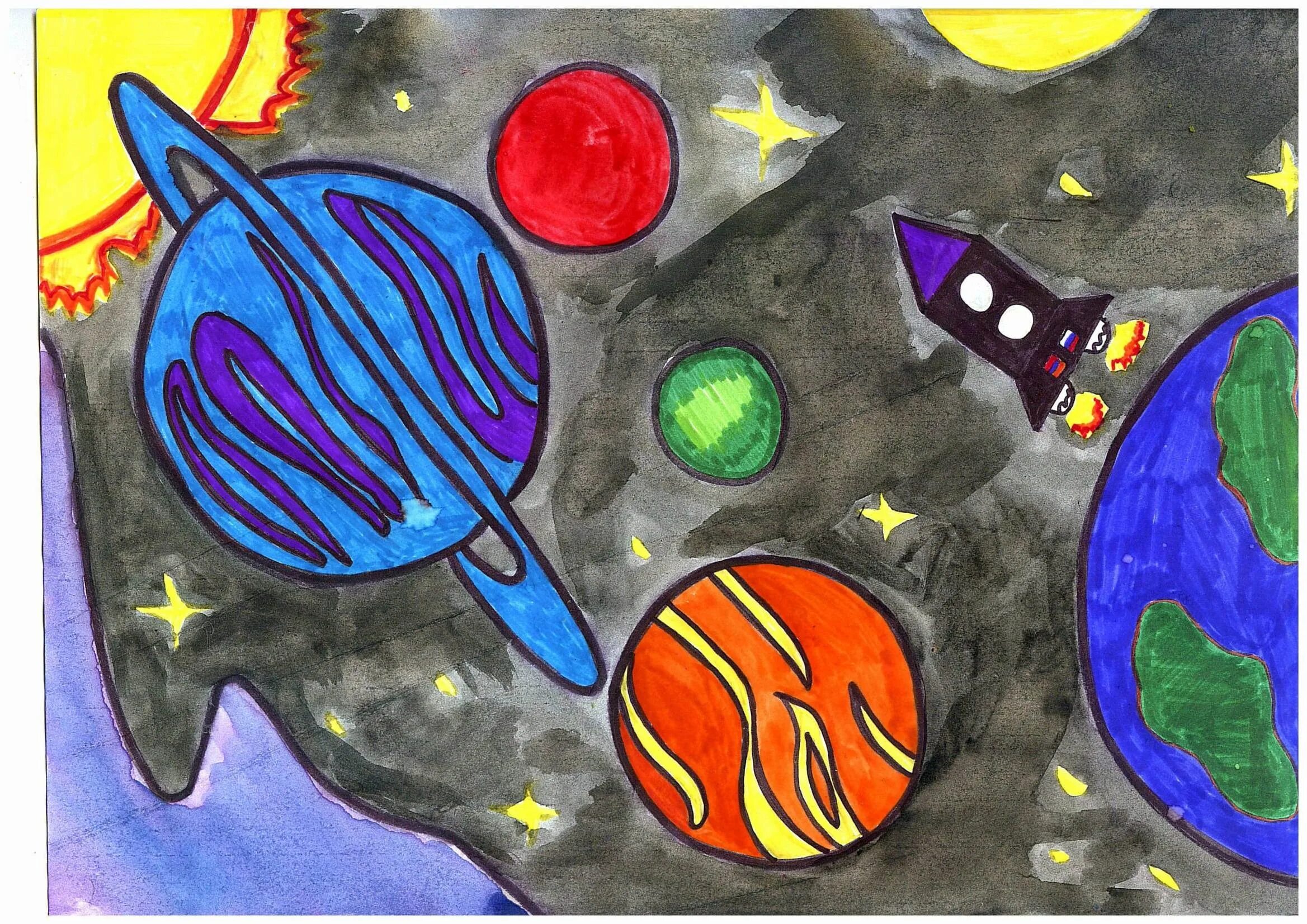 Рисунок на тему космос. Космос глазами детей. Космос рисунок для детей. Детский рисунок на тему космос.