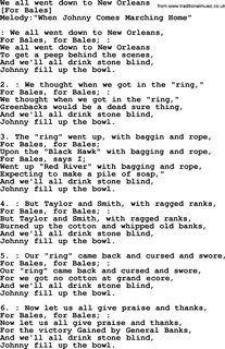 Old American Song - Lyrics for: We All Went Down To New Orleans, with PDF 