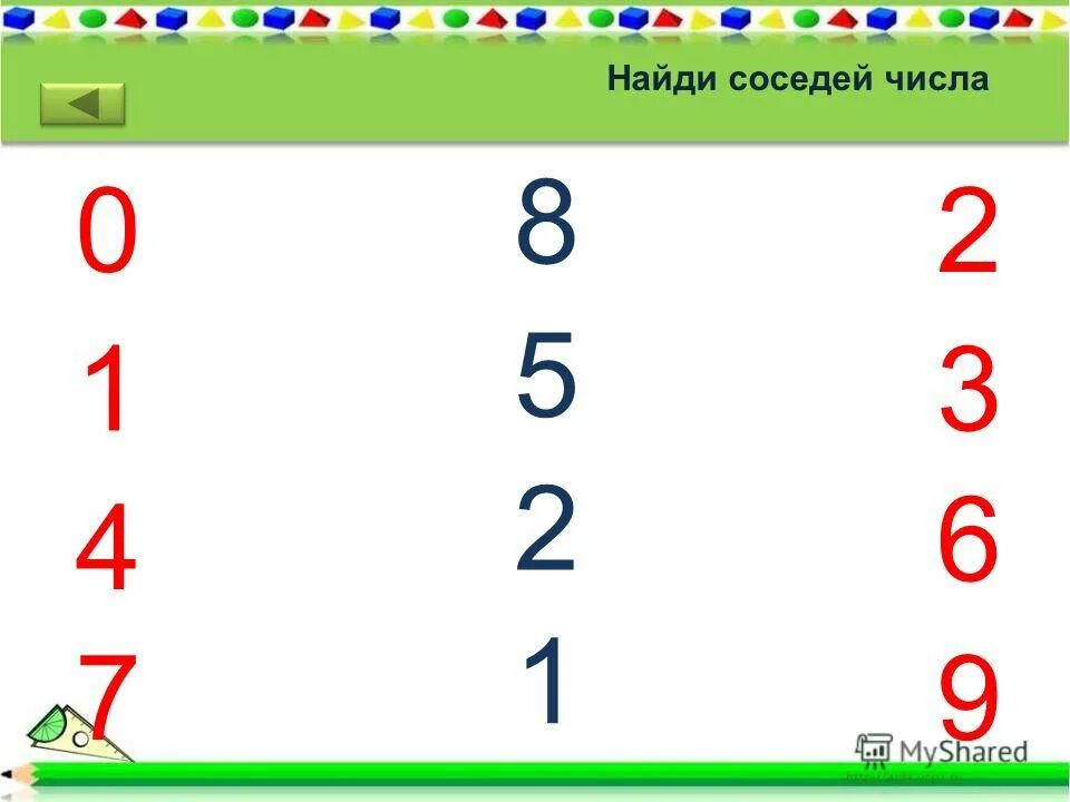 Найди соседние числа до 10. Найди соседей числа. найди соседей цифры. соседи числа 8. найди соседей числа презентация.