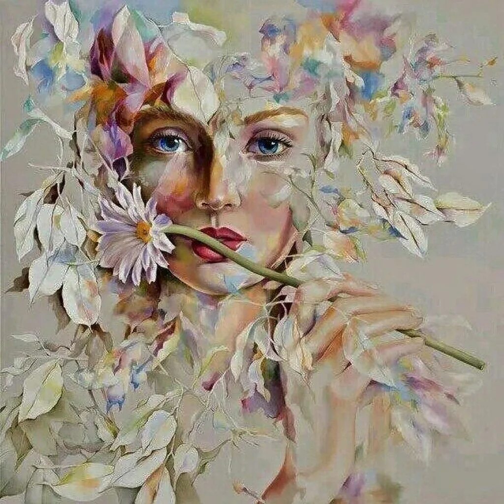 Красивые женщины с цветами картины