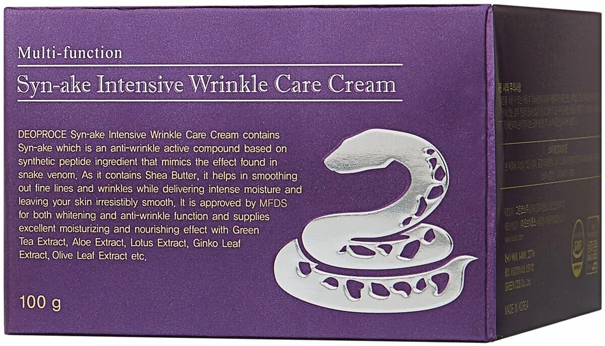 Deoproce syn-ake Intensive Wrinkle Care Cream 100g. Крем со змеиным ядом Deoproce syn-ake Intensive Wrinkle Care Cream. Крем для лица syn ake Intensive Wrinkle Care Cream, 100мл (Deoproce), шт. Крем с ядом змеи Deoproce SYNAKE Intensive Wrinkle Care Cream 100g. Syn ake крем змеиным
