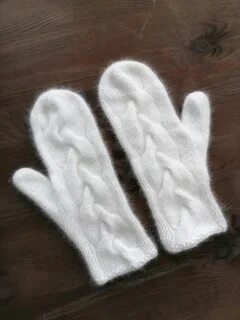 Варежки спицами из пуха