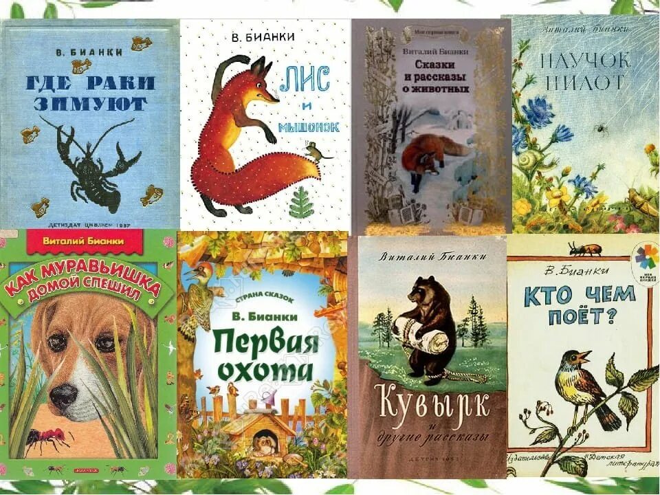 Обложки книг Бианки для детей. Обложки детских книг Виталия Бианки.