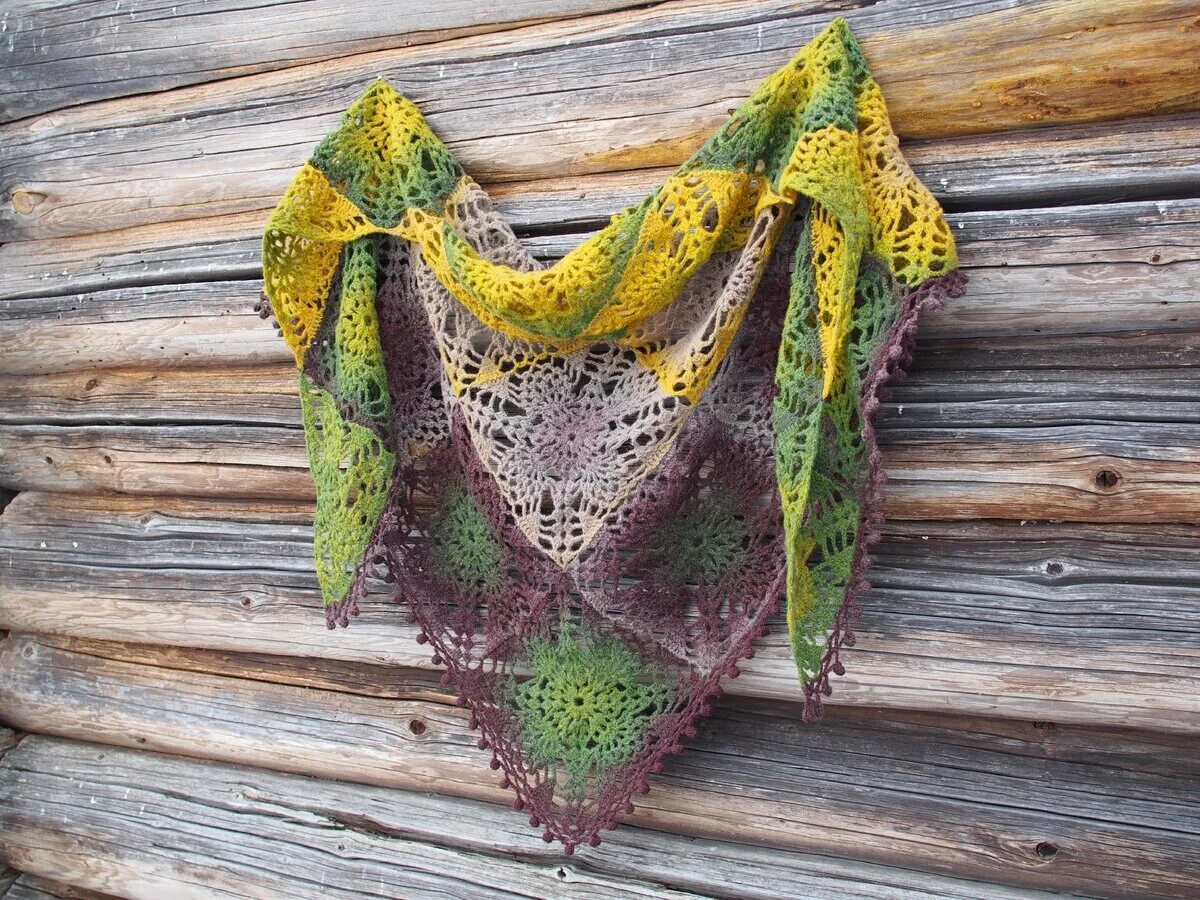 Шаль-бактус Lacy Leaf Shawl.. Crochet Shawl (шаль № 387). Шаль Мохана.