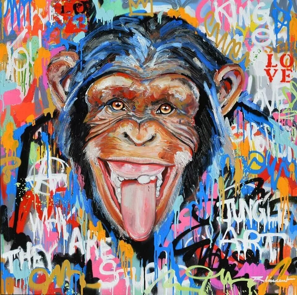 Стиль обезьяны. Картина обезьяны. Мартышка картина. Картины обезьяны современные. Обезьяны в живописи.
