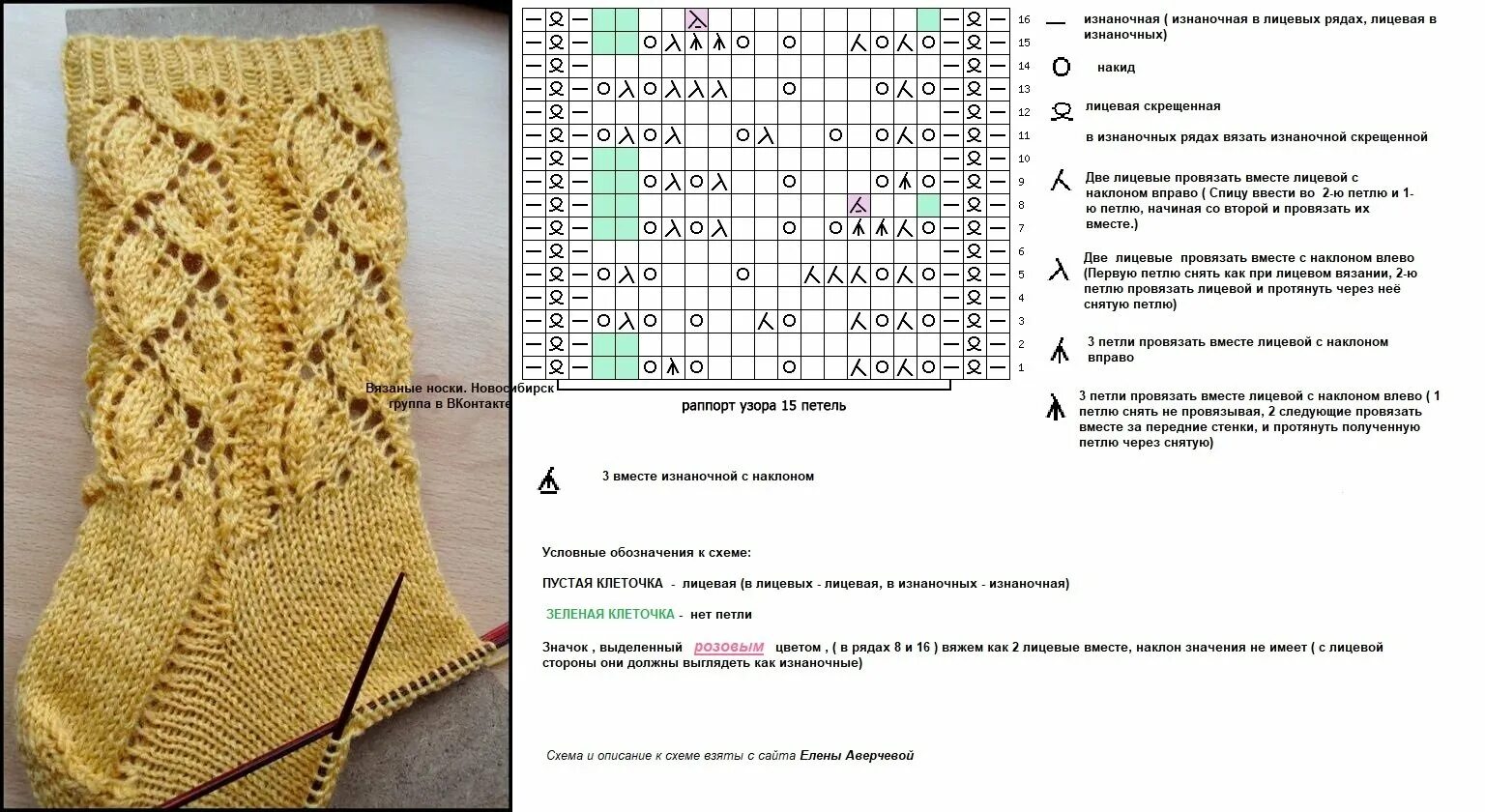 Носки красивым узором схема