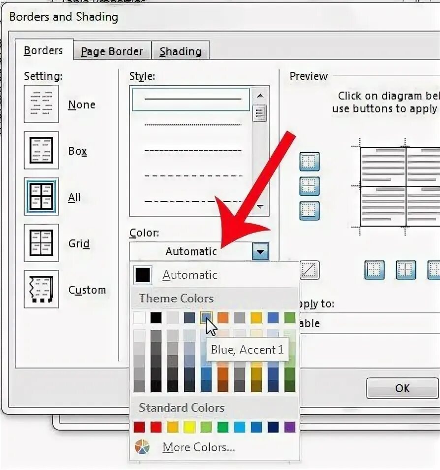 Table border color