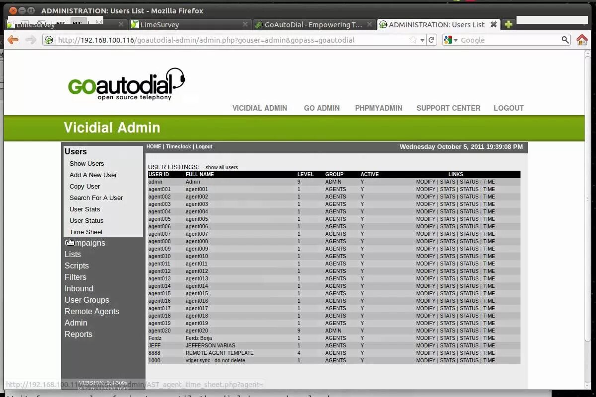 Goautodial. Goautodial 4 default password. Asterisk web gui. User stats