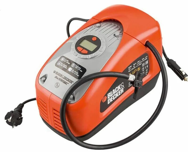 Компрессор питание от сети. Компрессор black decker asi300. компрессор автомобильный 220в black decker. компрессор блек декер 220 вольт. автомобильный компрессор 220 вольт.
