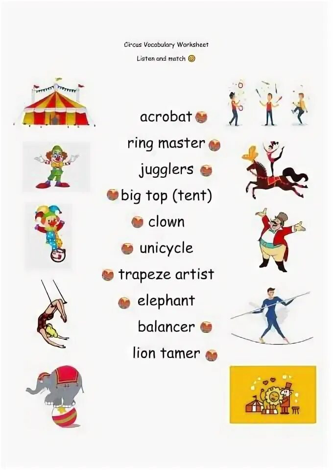 Песня цирк на английском. Circus Vocabulary. Тема цирк на английском языке. Circus Vocabulary for Kids. Цирк на английском для детей.