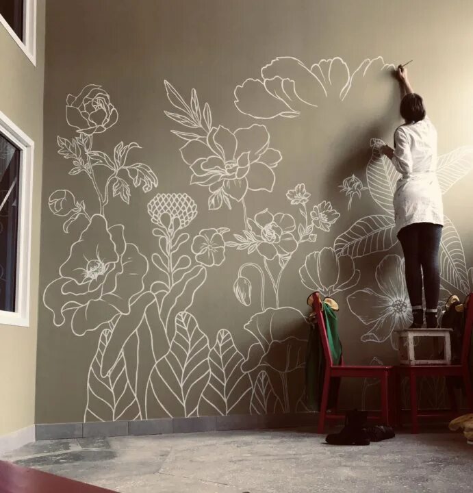 Можно ли разрисовать. Разрисованные стены. Стена для рисования. Простая роспись стен. Раскрасить стену.