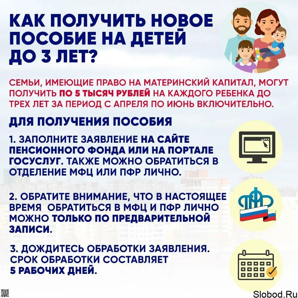 Оформить новые пособия на детей