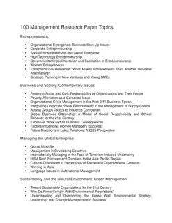 100 Management Research Paper Topics - 100 Management Research Paper ...