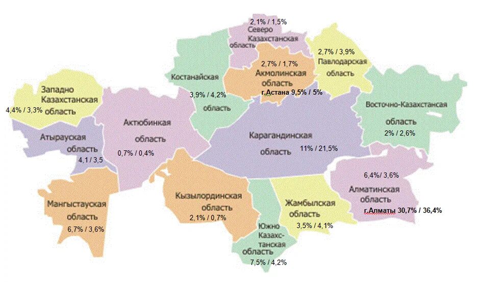 Карта казахстана сколько