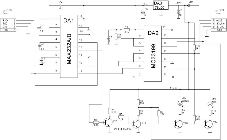 Схема универсального k-line адаптера. Схема клайн адаптера. Схема адаптера. 1. K-line adapter схема.
