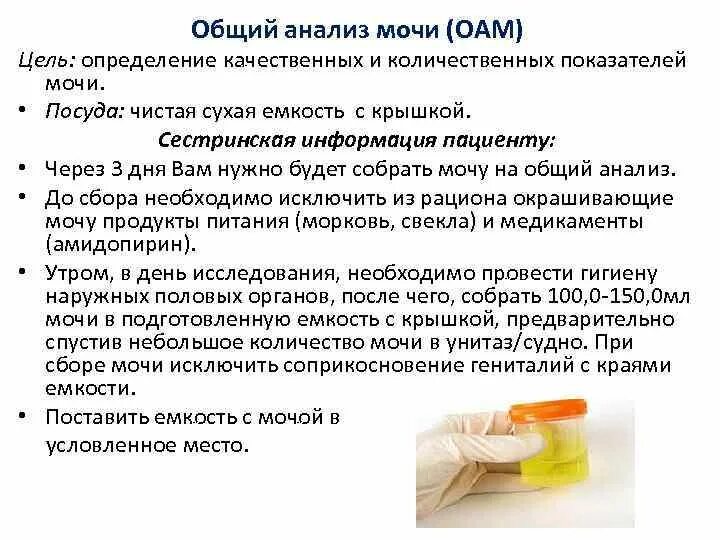 Срок годности анализа мочи